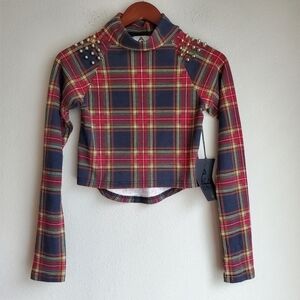 UNIF Plaid Bummer Crop Top size S NWT